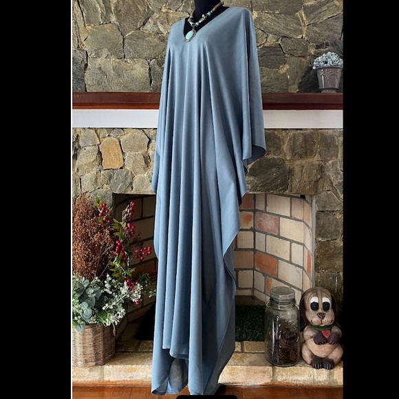 Hand Dyed Slate Blue Kaftan - Picture 2 of 3